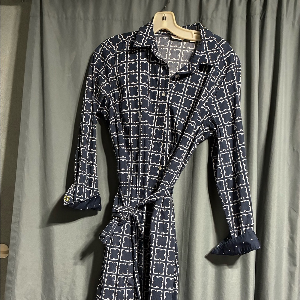 Liz Claiborne Navy and White Shirt Dress